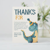 Schattigee Dinosaurus Drie Rex 3e Verjaardagsfeest Bedankkaart (Staand voorkant)