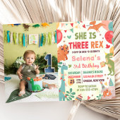 Schattigee Dinosaurus Drie Rex 3e Verjaardagsfeest Kaart