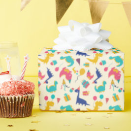 Schattigee Dinosaurus Drie-Rex Kids Verjaardagspat Cadeaupapier