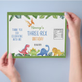 Schattigee Dinosaurus Drie-Rex Verjaardag Chip Bag Flyer (Hand)