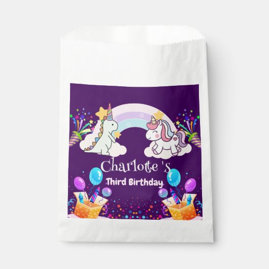 Schattigee dinosaurus eenhoorn regenboog ballon ve bedankzakje (Voorkant)