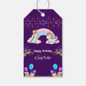 Schattigee dinosaurus eenhoorn regenboog ballon ve cadeaulabel (Achterkant)