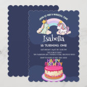 Schattigee dinosaurus eenhoorn regenboog ballon ve kaart (Voorkant / Achterkant)