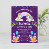 Schattigee dinosaurus eenhoorn regenboog ballon ve kaart (Staand voorkant)