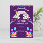 Schattigee dinosaurus eenhoorn regenboog ballon ve kaart (Staand voorkant)