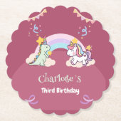 Schattigee dinosaurus eenhoorn regenboog ballon ve kartonnen onderzetters (Voorkant)