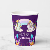 Schattigee dinosaurus eenhoorn regenboog ballon ve papieren bekers (Voorkant)