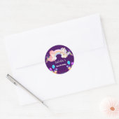 Schattigee Dinosaurus Eenhoorn regenboog Ballon Ve Ronde Sticker (Envelop)