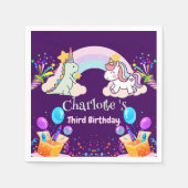 Schattigee dinosaurus eenhoorn regenboog ballon ve servet (Voorkant)