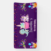 Schattigee Dinosaurus Eenhoorn regenboog Ballon Ve Spandoek (Verticaal)