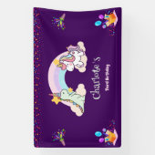 Schattigee dinosaurus eenhoorn regenboog ballon ve spandoek (Verticaal)