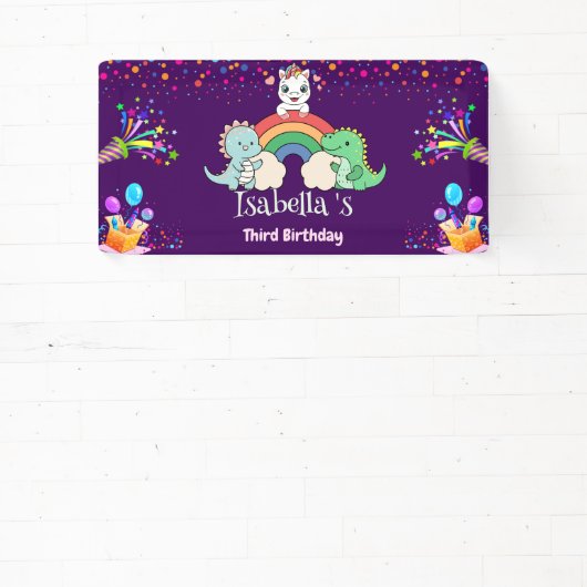 Schattigee Dinosaurus Eenhoorn regenboog Ballon Ve Spandoek (Insitu)