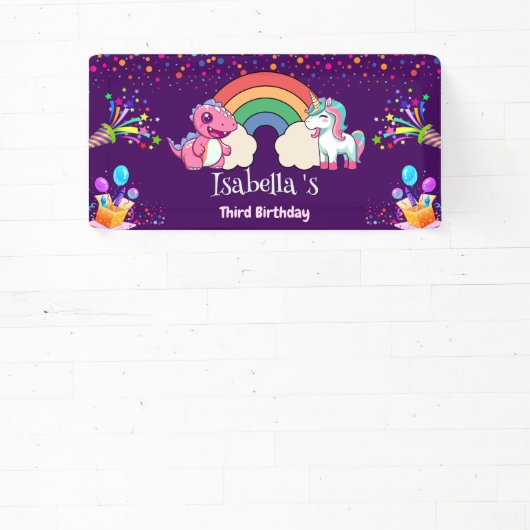 Schattigee Dinosaurus Eenhoorn regenboog Ballon Ve Spandoek (Insitu)