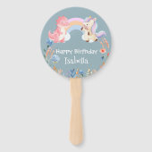 Schattigee Dinosaurus Eenhoorn regenboog Bloem Ver Handwaaier (Achterkant)