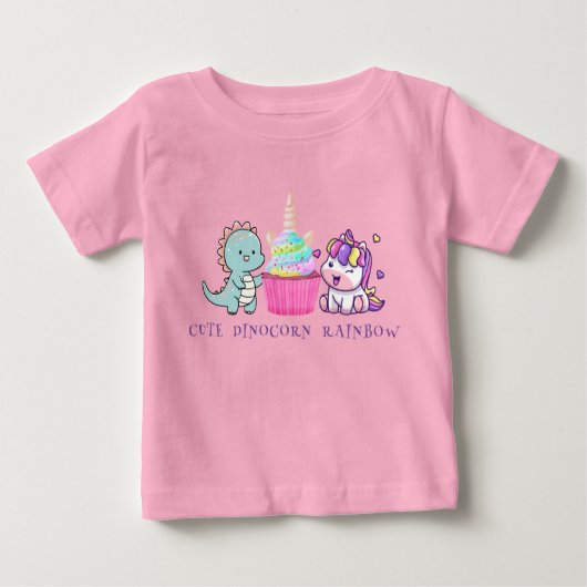Schattigee dinosaurus eenhoorn regenboog cupcake v (Voorkant)