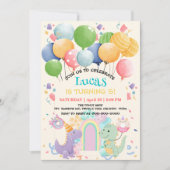 Schattigee dinosaurus eenhoorn regenboog donut bal kaart (Voorkant)