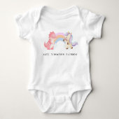 Schattigee dinosaurus eenhoorn regenboog pastel ve romper (Voorkant)