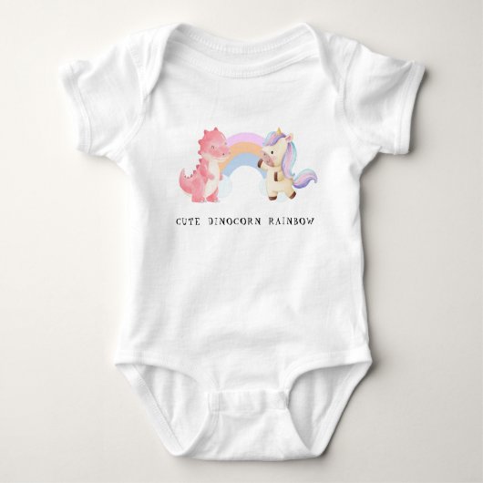 Schattigee dinosaurus eenhoorn regenboog pastel ve romper (Voorkant)