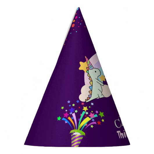 Schattigee Dinosaurus Eenhoorn regenboog verjaarda Feesthoedjes (Links)