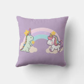 Schattigee Dinosaurus Eenhoorn regenboog verjaarda Kussen (Achterkant)