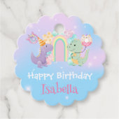 Schattigee Dinosaurus Eenhoorn Regenboogballon Ver Bedankjes Labels (Voorkant)