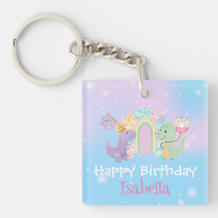 Schattigee Dinosaurus Eenhoorn Regenboogballon Ver Sleutelhanger