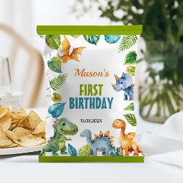 Schattigee Dinosaurus Eerste Verjaardag Chip Bag W Flyer