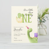 Schattigee dinosaurus eerste verjaardag kaart (Staand voorkant)