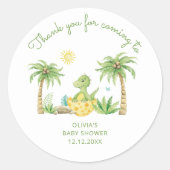 Schattigee dinosaurus ei Waterverf Baby shower Ronde Sticker (Voorkant)