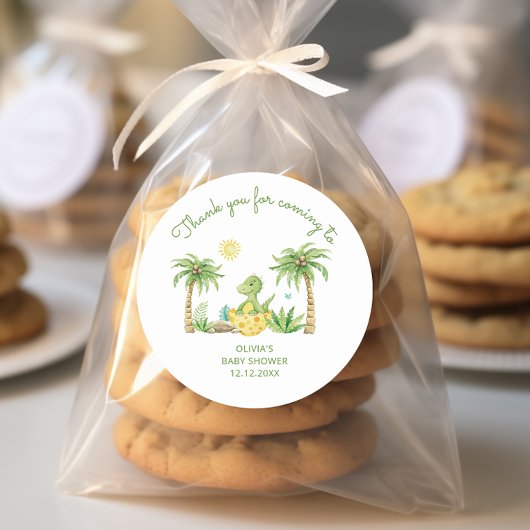 Schattigee dinosaurus ei Waterverf Baby shower Ronde Sticker