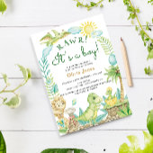 Schattigee Dinosaurus Ei Waterverf Jongen Baby sho Kaart