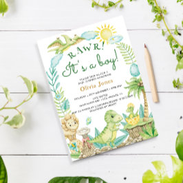 Schattigee Dinosaurus Ei Waterverf Jongen Baby sho Kaart