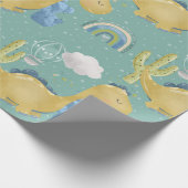 Schattigee dinosaurus en cactus Baby shower Cadeaupapier (Hoek)