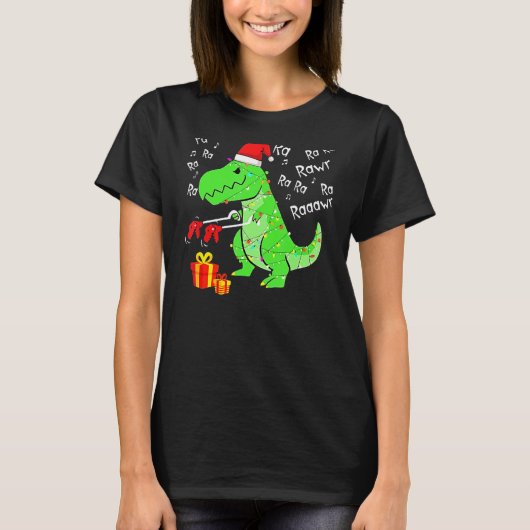 Schattigee dinosaurus fa ra rawr rawr kerst rex xm t-shirt (Voorkant)