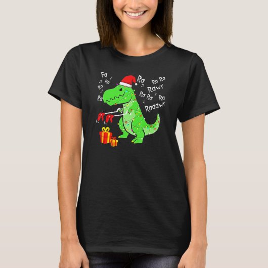 Schattigee dinosaurus fa ra rawr rawr kerst rex xm t-shirt (Voorkant)