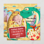 Schattigee Dinosaurus Geboorteaankondiging Aankondiging (Voorkant / Achterkant)