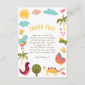 Schattigee dinosaurus genderneutraal verjaardagsfe bedankkaart (Voorkant)