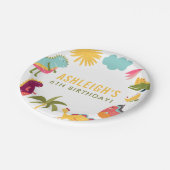 Schattigee dinosaurus genderneutraal verjaardagsfe papieren bordje (Gekanteld)