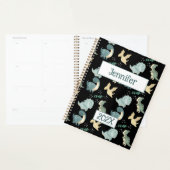 Schattigee dinosaurus gepersonaliseerd zwart 2024  planner (Display)