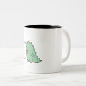 Schattigee dinosaurus gepersonaliseerde aangepaste tweekleurige koffiemok (Voorkant rechts)