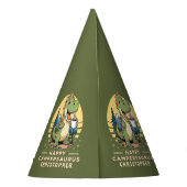 Schattigee dinosaurus gepersonaliseerde campingver feesthoedjes (Achterkant)