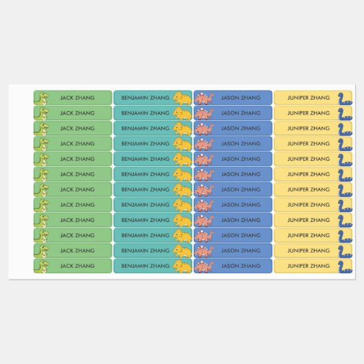 Schattigee dinosaurus gepersonaliseerde Kinder naa Labels (Vel)