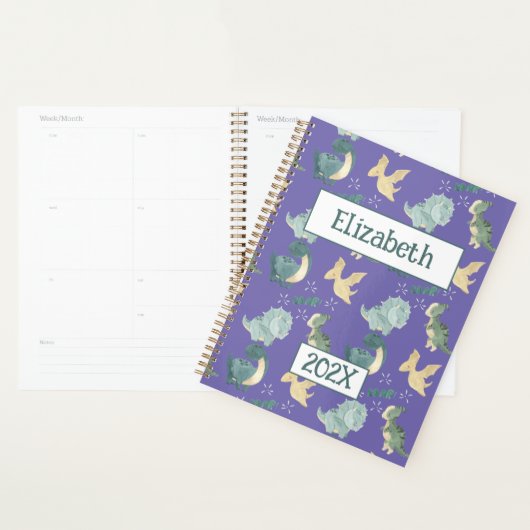Schattigee Dinosaurus Gepersonaliseerde Lichte Paa Planner (Display)
