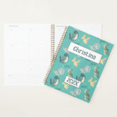 Schattigee Dinosaurus Gepersonaliseerde Lichtgroen Planner (Display)