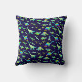 Schattigee dinosaurus gepersonaliseerde naam blauw kussen (Achterkant)