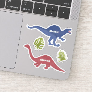 Schattigee dinosaurus gepersonaliseerde naamlabels sticker