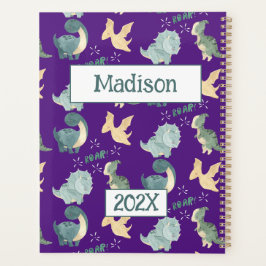 Schattigee Dinosaurus gepersonaliseerde Paarse 202 Planner