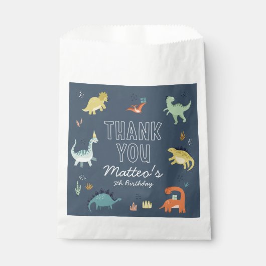 Schattigee Dinosaurus Gepersonaliseerde Verjaardag Bedankzakje (Voorkant)
