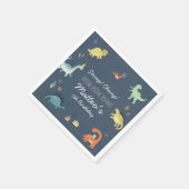 Schattigee dinosaurus gepersonaliseerde verjaardag servet (Hoek)