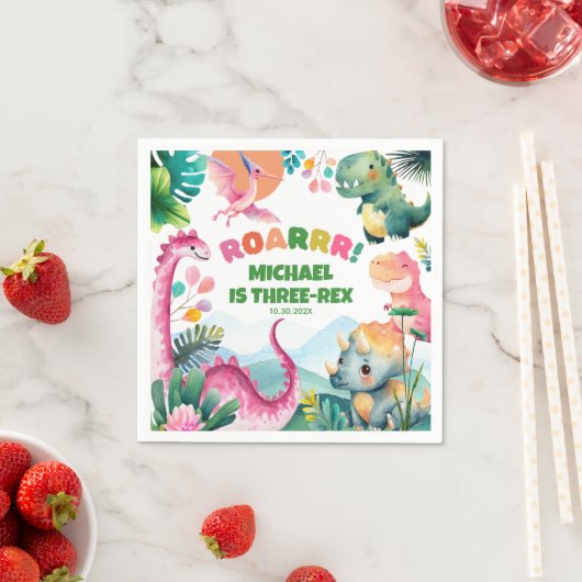 Schattigee Dinosaurus Graaf Prehistorische Kinder Servet (Insitu)